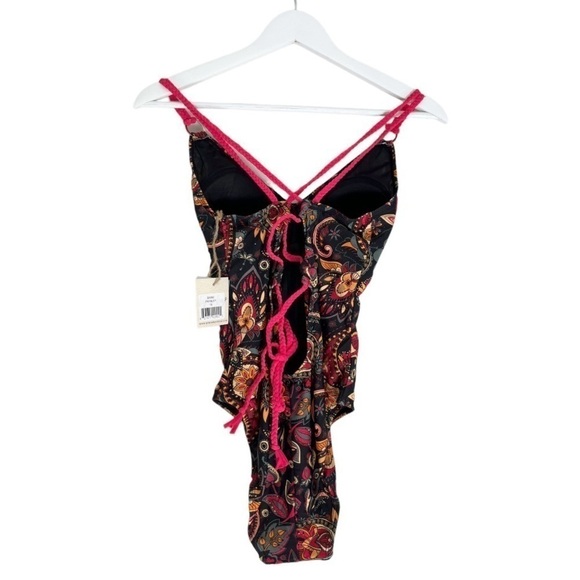 NWT Byron Bay Women's Taylor One Piece Swimsuit in Paisley Black Pink Size 10 - Picture 5 of 12